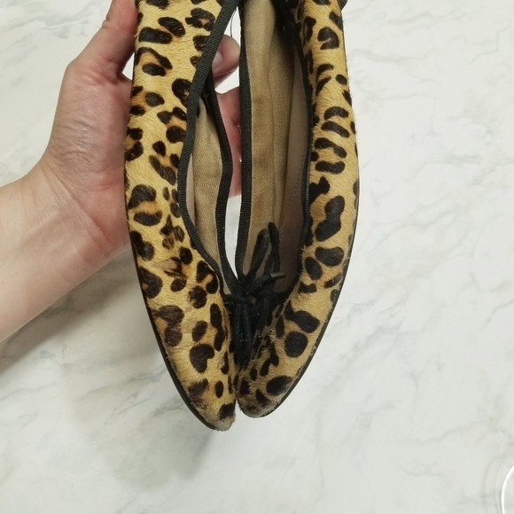 Lands End Ballerina Flats Animal cheetah Print Calf Hair bow accents 8.5 USED - Picture 5 of 15